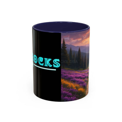Lavender Sunset Mountain Meadow Accent Coffee Mug (11/15oz) - 11oz / Navy - Mug