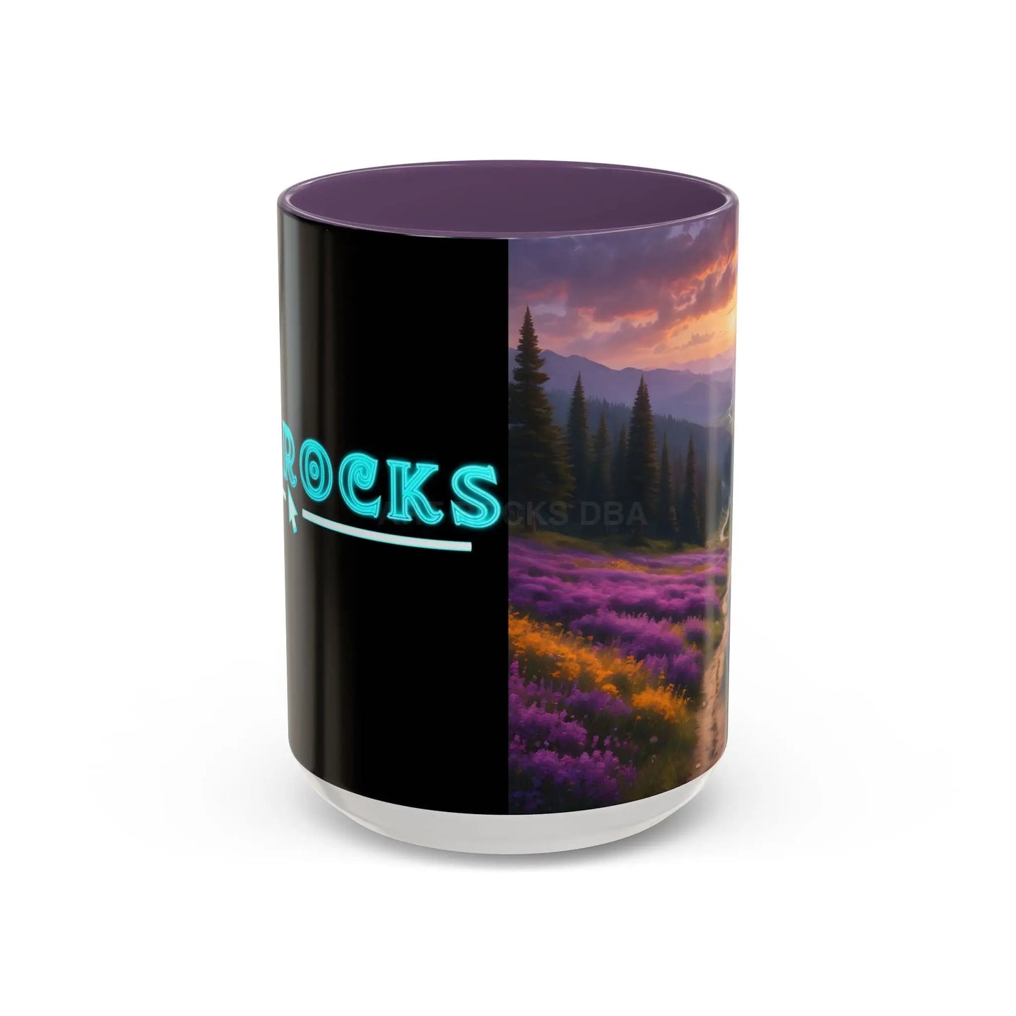 Lavender Sunset Mountain Meadow Accent Coffee Mug (11/15oz) - 15oz / Purple - Mug