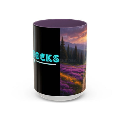 Lavender Sunset Mountain Meadow Accent Coffee Mug (11/15oz) - 15oz / Purple - Mug
