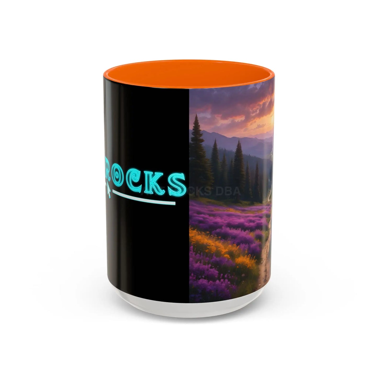 Lavender Sunset Mountain Meadow Accent Coffee Mug (11/15oz) - 15oz / Orange - Mug