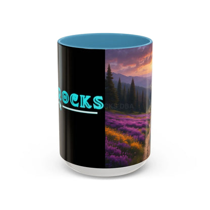 Lavender Sunset Mountain Meadow Accent Coffee Mug (11/15oz) - 15oz / Light Blue - Mug