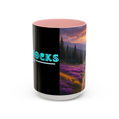 Lavender Sunset Mountain Meadow Accent Coffee Mug (11/15oz) - 15oz / Pink - Mug