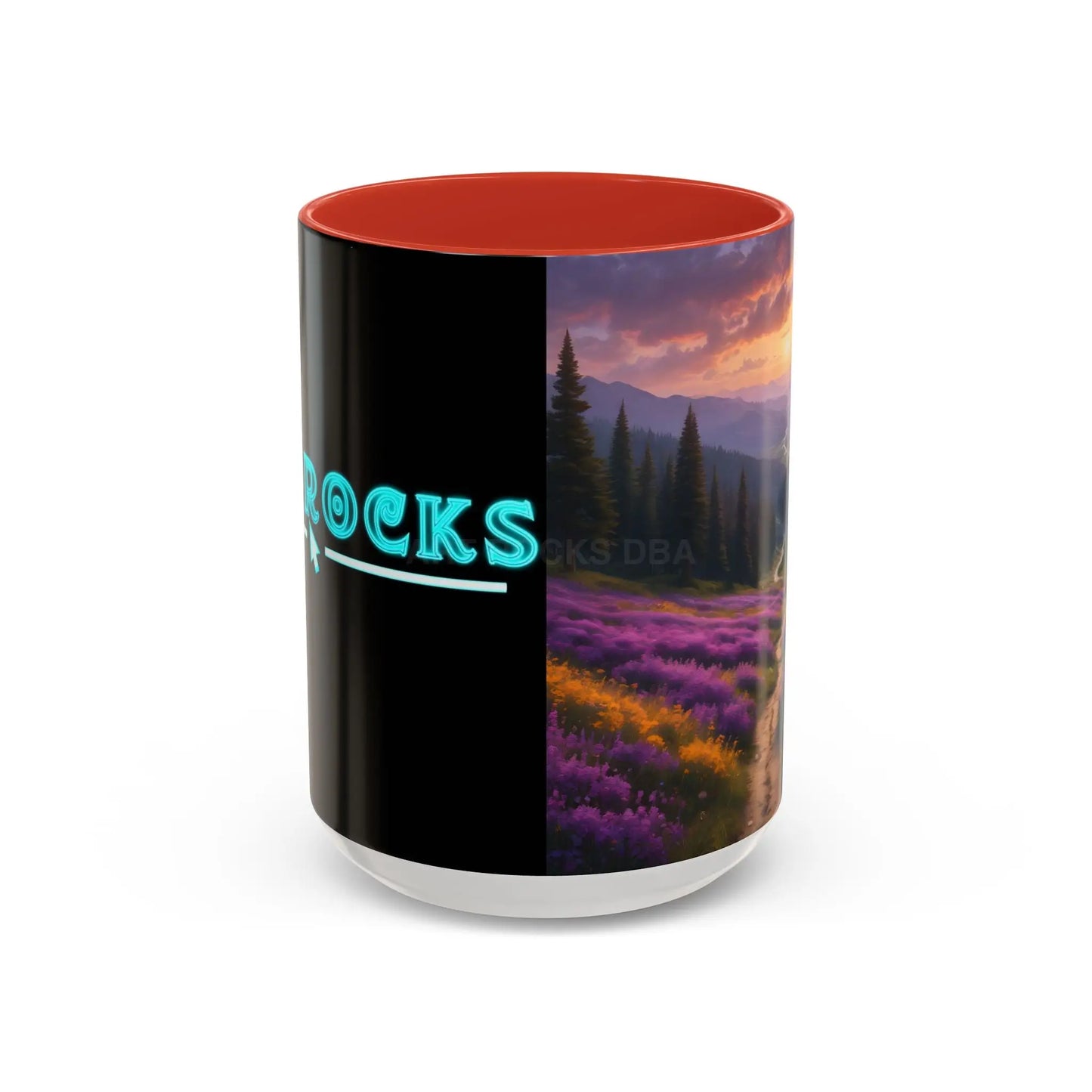 Lavender Sunset Mountain Meadow Accent Coffee Mug (11/15oz) - 15oz / Red - Mug