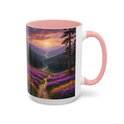Lavender Sunset Mountain Meadow Accent Coffee Mug (11/15oz) - Mug