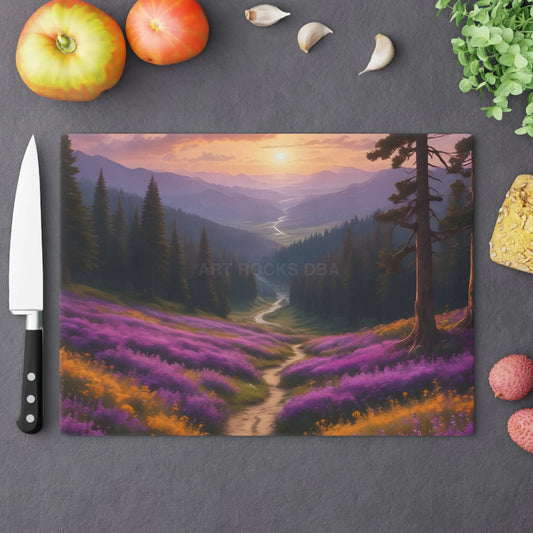 Lavender Sunset Mountain Meadow Scenic Cutting Board - Large - Home Decor