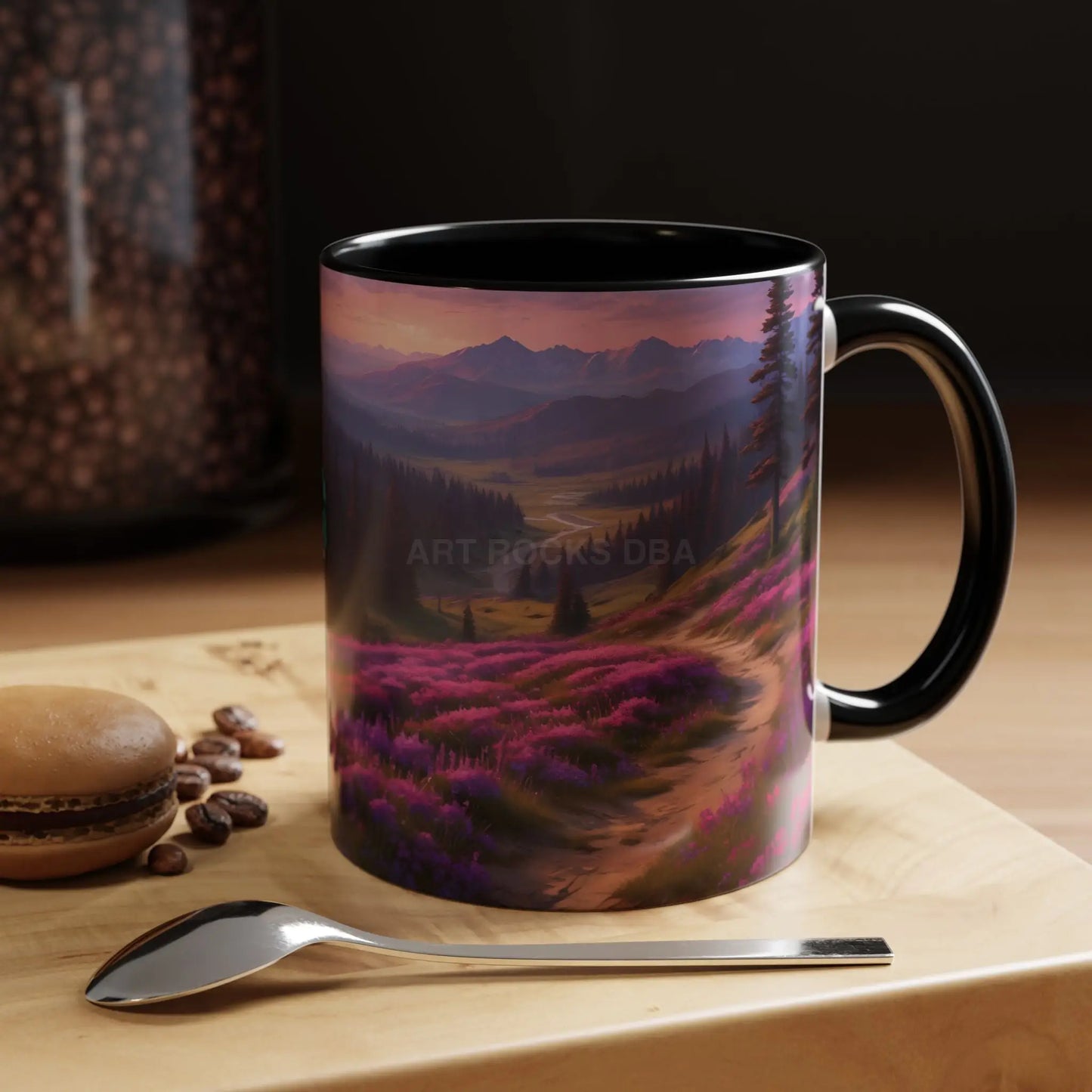 Lavender Wildflower Landscape Coffee Mug — Accent 11/15oz - 11oz / Black - Mug