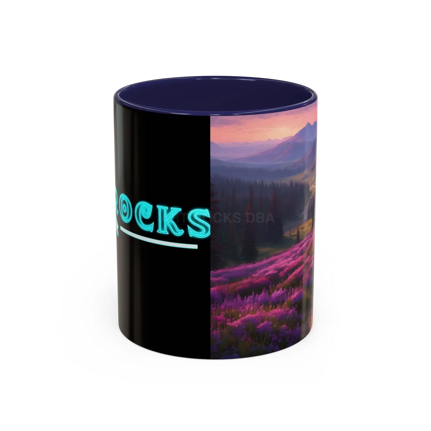 Lavender Wildflower Landscape Coffee Mug — Accent 11/15oz - 11oz / Navy - Mug