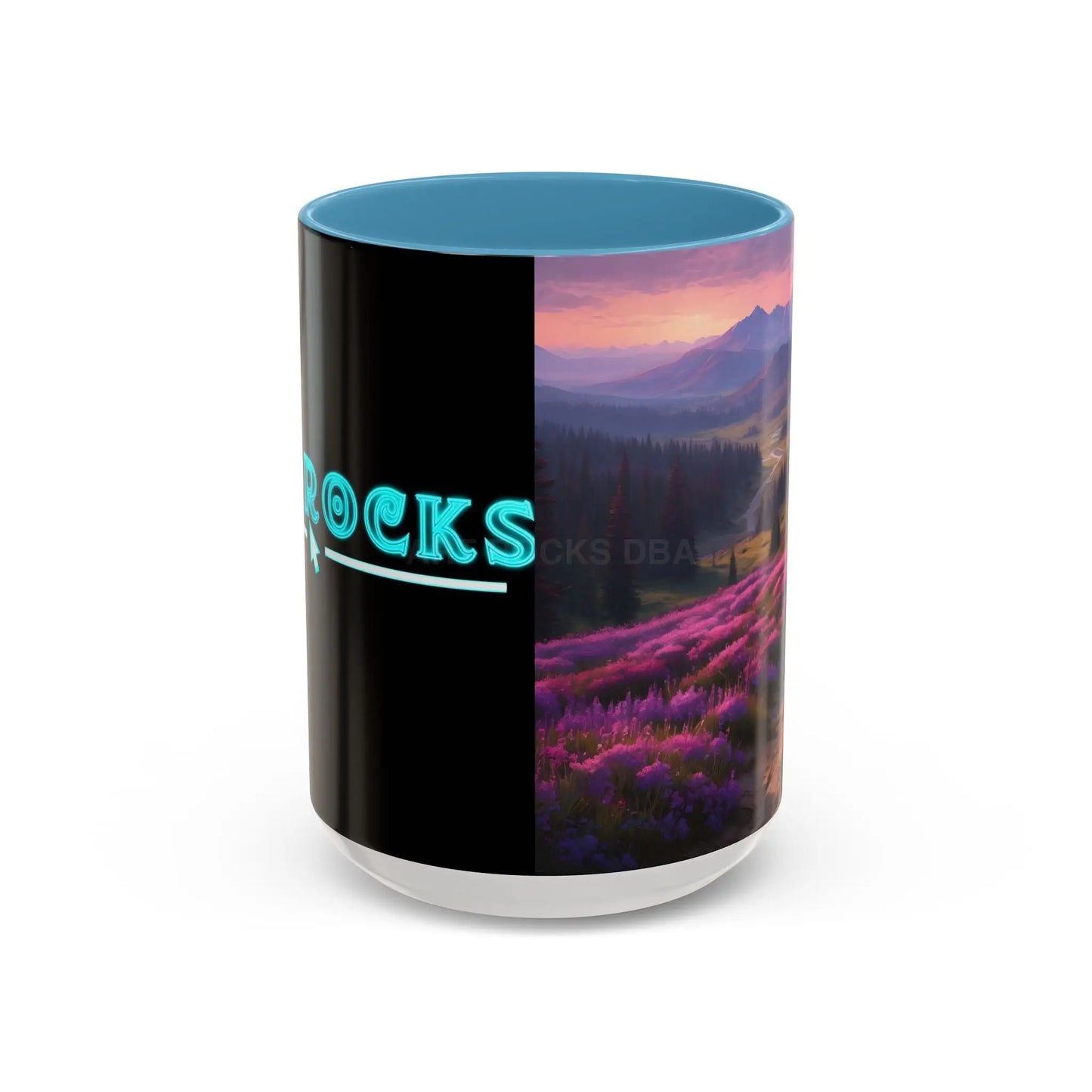 Lavender Wildflower Landscape Coffee Mug — Accent 11/15oz - 15oz / Light Blue - Mug