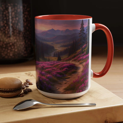 Lavender Wildflower Landscape Coffee Mug — Accent 11/15oz - Mug