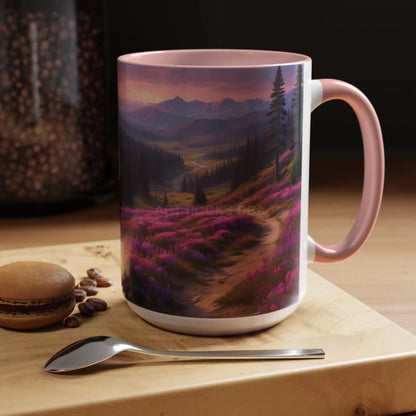 Lavender Wildflower Landscape Coffee Mug — Accent 11/15oz - Mug