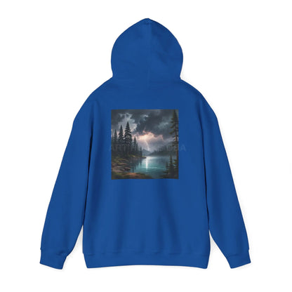 Lightning Lake Hooded Sweatshirt Cozy Unisex Hoodie Perfect Gift for Artists Stylish Hooded Pullover Artsy Sweatshirt