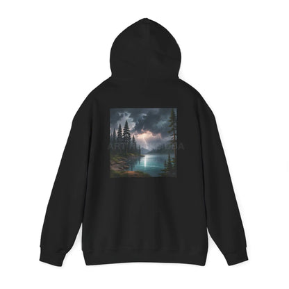 Lightning Lake Hooded Sweatshirt Cozy Unisex Hoodie Perfect Gift for Artists Stylish Hooded Pullover Artsy Sweatshirt