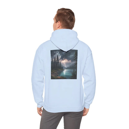 Lightning Lake Hooded Sweatshirt Cozy Unisex Hoodie Perfect Gift for Artists Stylish Hooded Pullover Artsy Sweatshirt