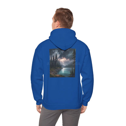 Lightning Lake Hooded Sweatshirt Cozy Unisex Hoodie Perfect Gift for Artists Stylish Hooded Pullover Artsy Sweatshirt
