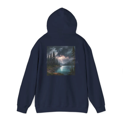 Lightning Lake Hooded Sweatshirt Cozy Unisex Hoodie Perfect Gift for Artists Stylish Hooded Pullover Artsy Sweatshirt