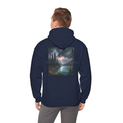 Lightning Lake Hooded Sweatshirt Cozy Unisex Hoodie Perfect Gift for Artists Stylish Hooded Pullover Artsy Sweatshirt