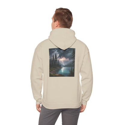 Lightning Lake Hooded Sweatshirt Cozy Unisex Hoodie Perfect Gift for Artists Stylish Hooded Pullover Artsy Sweatshirt