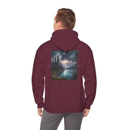 Lightning Lake Hooded Sweatshirt Cozy Unisex Hoodie Perfect Gift for Artists Stylish Hooded Pullover Artsy Sweatshirt