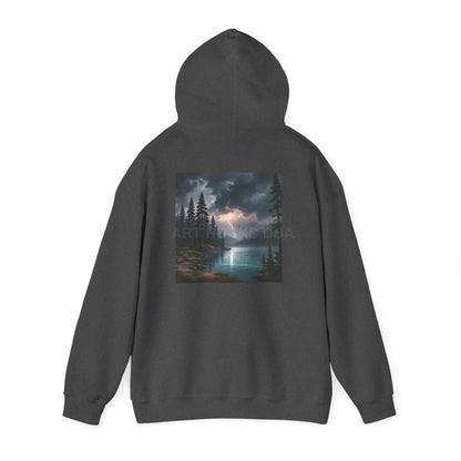 Lightning Lake Hooded Sweatshirt Cozy Unisex Hoodie Perfect Gift for Artists Stylish Hooded Pullover Artsy Sweatshirt