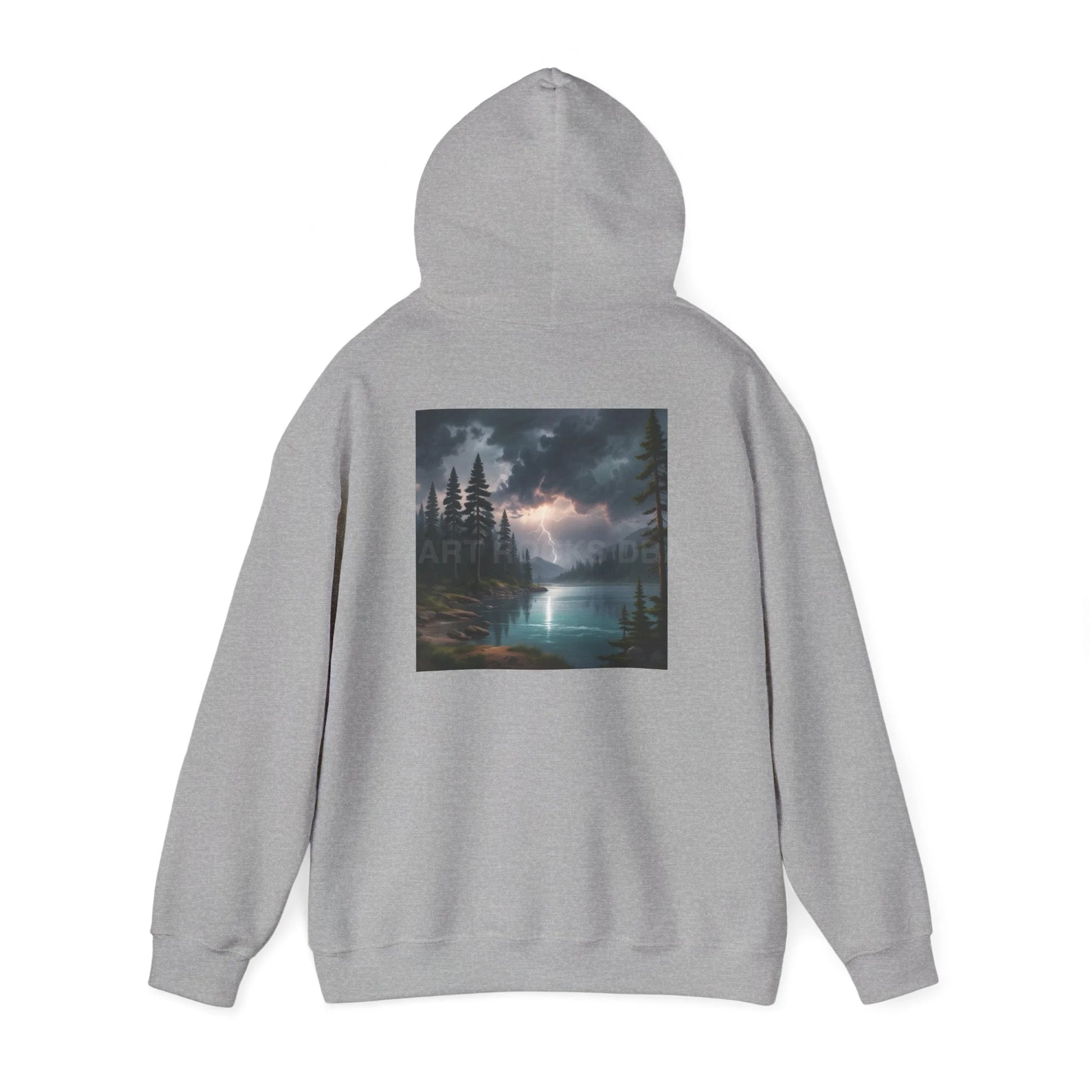Lightning Lake Hooded Sweatshirt Cozy Unisex Hoodie Perfect Gift for Artists Stylish Hooded Pullover Artsy Sweatshirt