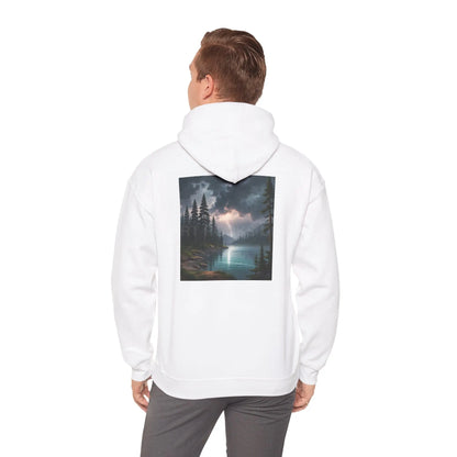 Lightning Lake Hooded Sweatshirt Cozy Unisex Hoodie Perfect Gift for Artists Stylish Hooded Pullover Artsy Sweatshirt