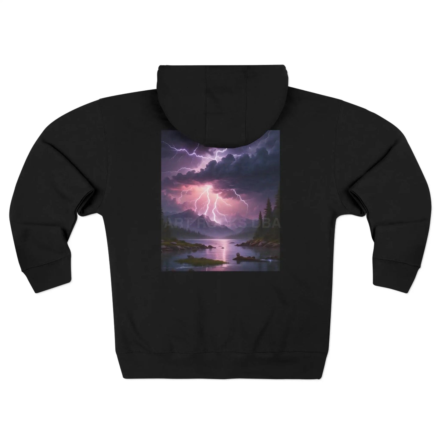 Lightning Landscape Graphic Zip Up Hoodie - XS / Black - Hoodie