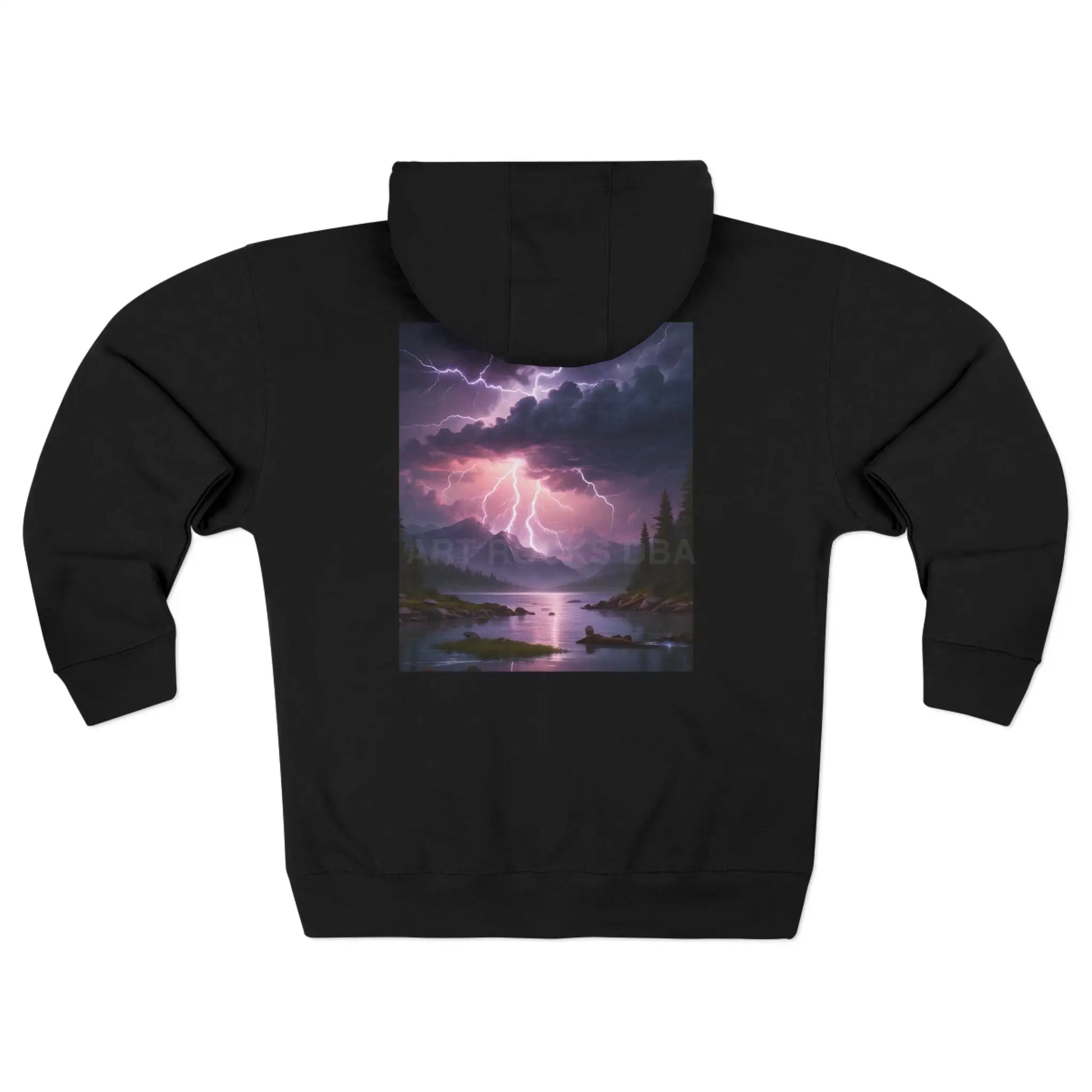 Lightning Landscape Graphic Zip Up Hoodie - XS / Black - Hoodie