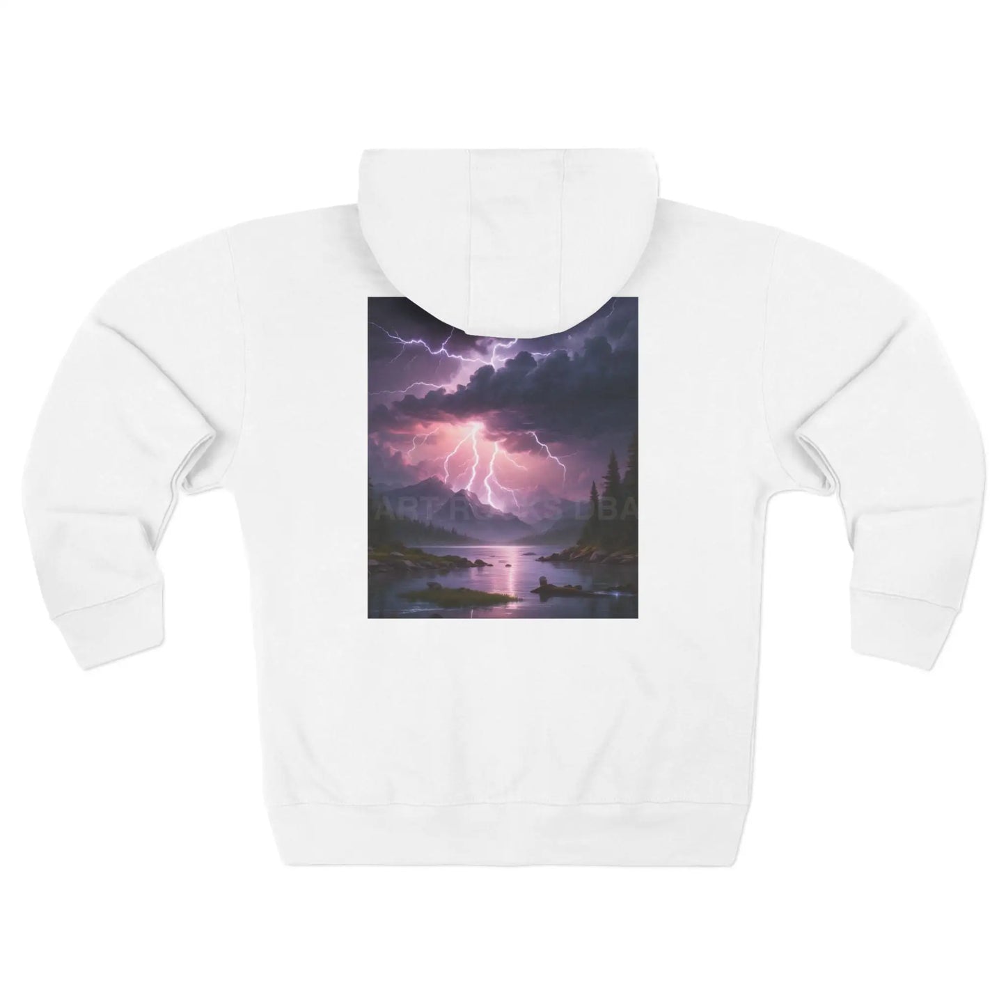 Lightning Landscape Graphic Zip Up Hoodie - XS / White - Hoodie