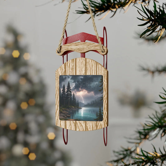 Lightning Storm Lake Sled Ornament - 2.1’’ × 4.6’’ / 1 pc - Home Decor