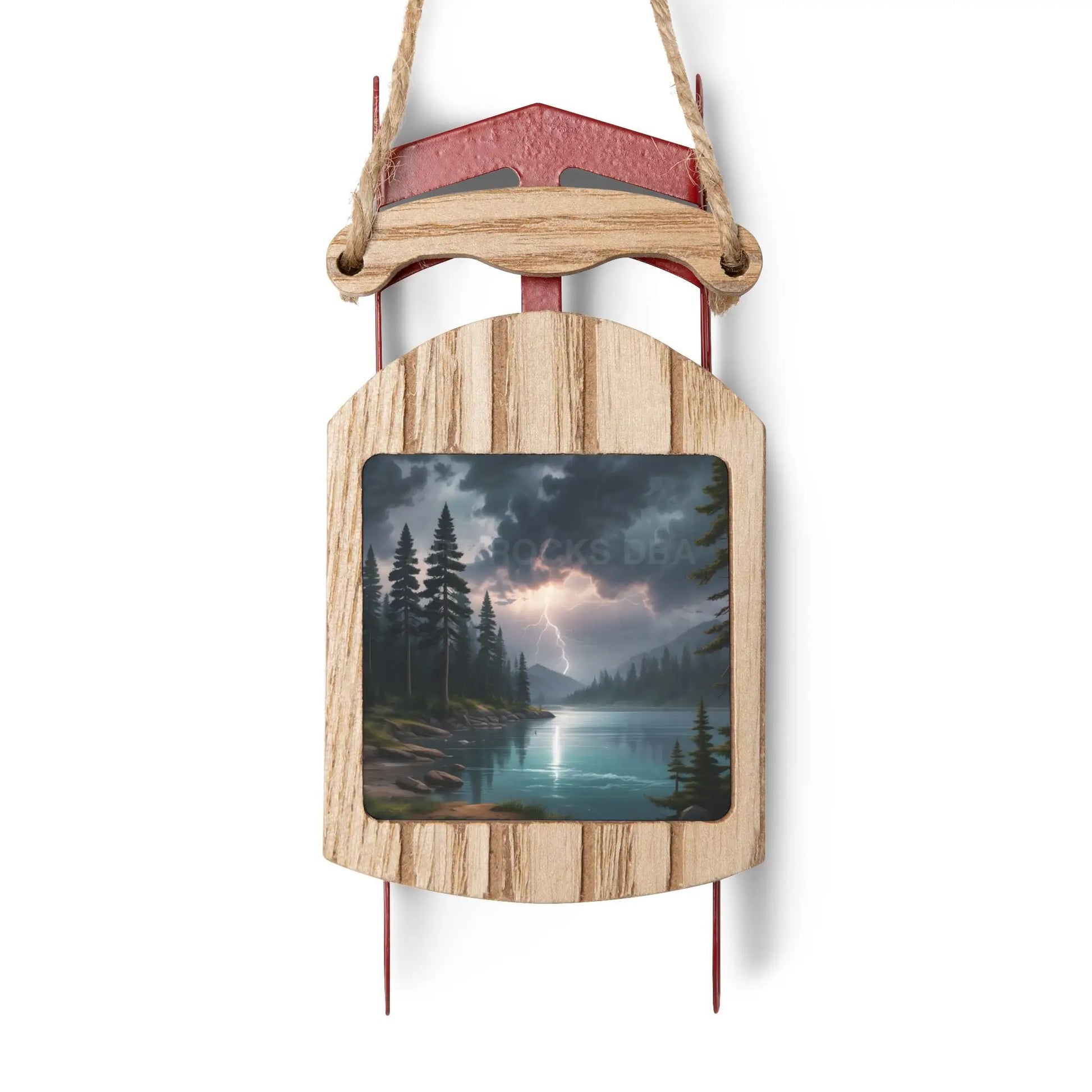 Lightning Storm Lake Sled Ornament - 2.1’’ × 4.6’’ / 1 pc - Home Decor