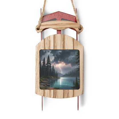 Lightning Storm Lake Sled Ornament - 2.1’’ × 4.6’’ / 1 pc - Home Decor