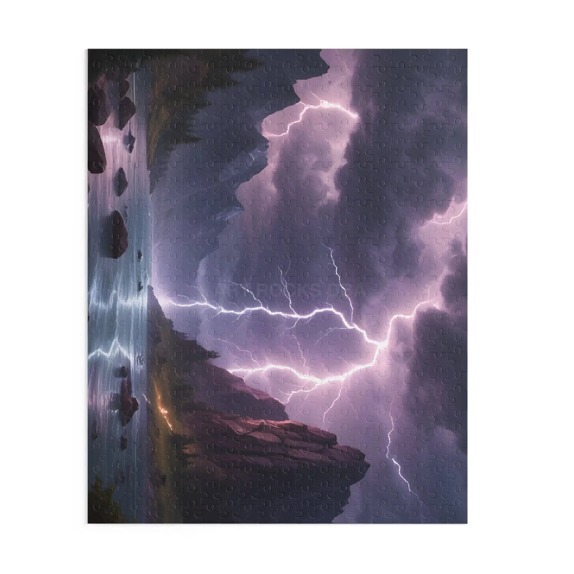 Lightning Storm Landscape Puzzle — Dramatic Mountain Lake Jigsaw (120/252/500 pcs) - Puzzle