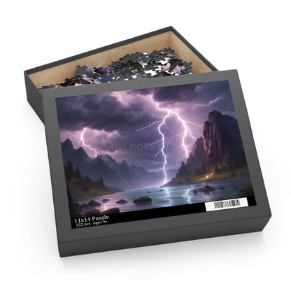 Lightning Storm Landscape Puzzle — Dramatic Mountain Lake Jigsaw (120/252/500 pcs) - Puzzle