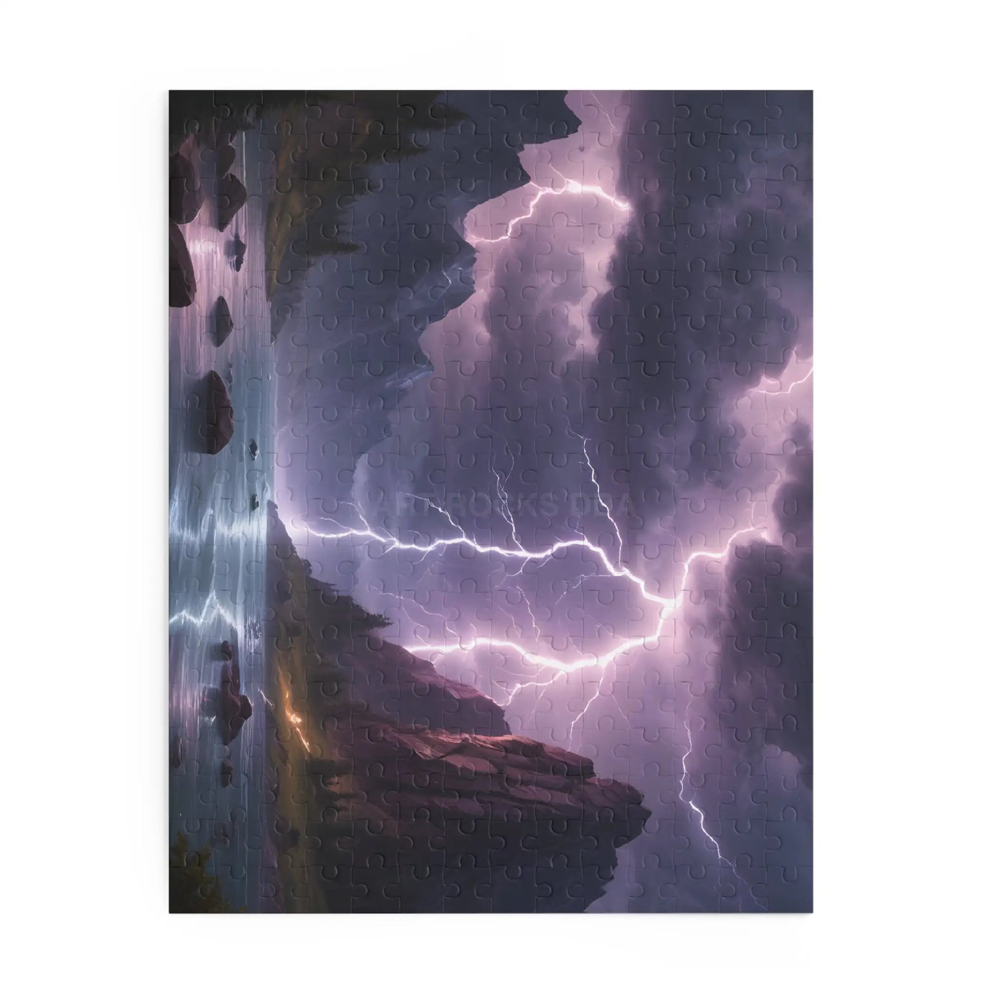 Lightning Storm Landscape Puzzle — Dramatic Mountain Lake Jigsaw (120/252/500 pcs) - Puzzle