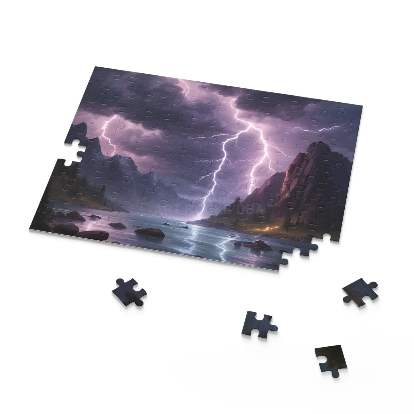 Lightning Storm Landscape Puzzle — Dramatic Mountain Lake Jigsaw (120/252/500 pcs) - Puzzle