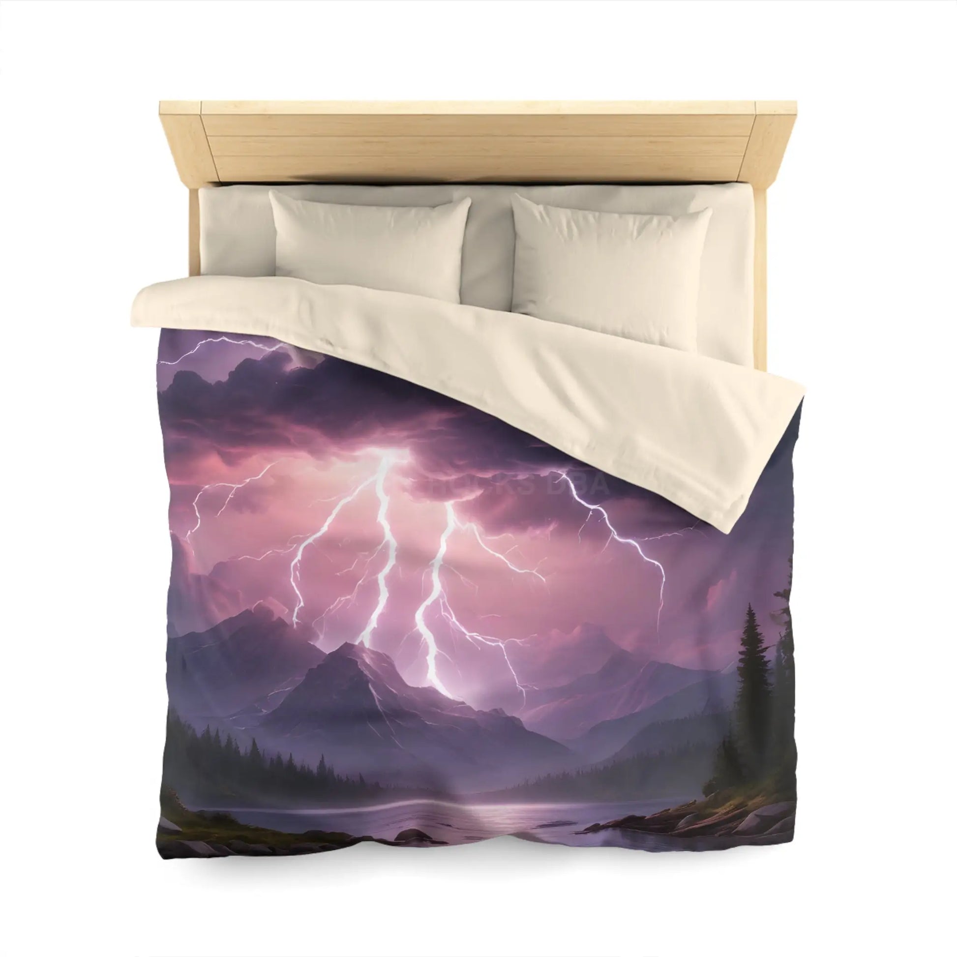 Lightning Storm Microfiber Duvet Cover | Nature Bedroom Decor Cozy Bedding Gift for Nature Lovers Home Aesthetic Stormy