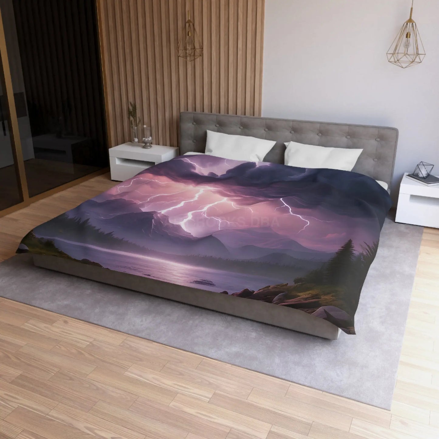 Lightning Storm Microfiber Duvet Cover | Nature Bedroom Decor Cozy Bedding Gift for Nature Lovers Home Aesthetic Stormy