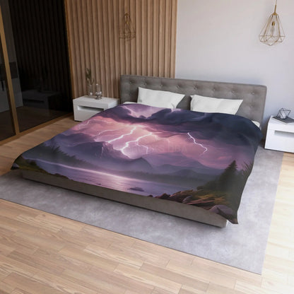 Lightning Storm Microfiber Duvet Cover | Nature Bedroom Decor Cozy Bedding Gift for Nature Lovers Home Aesthetic Stormy