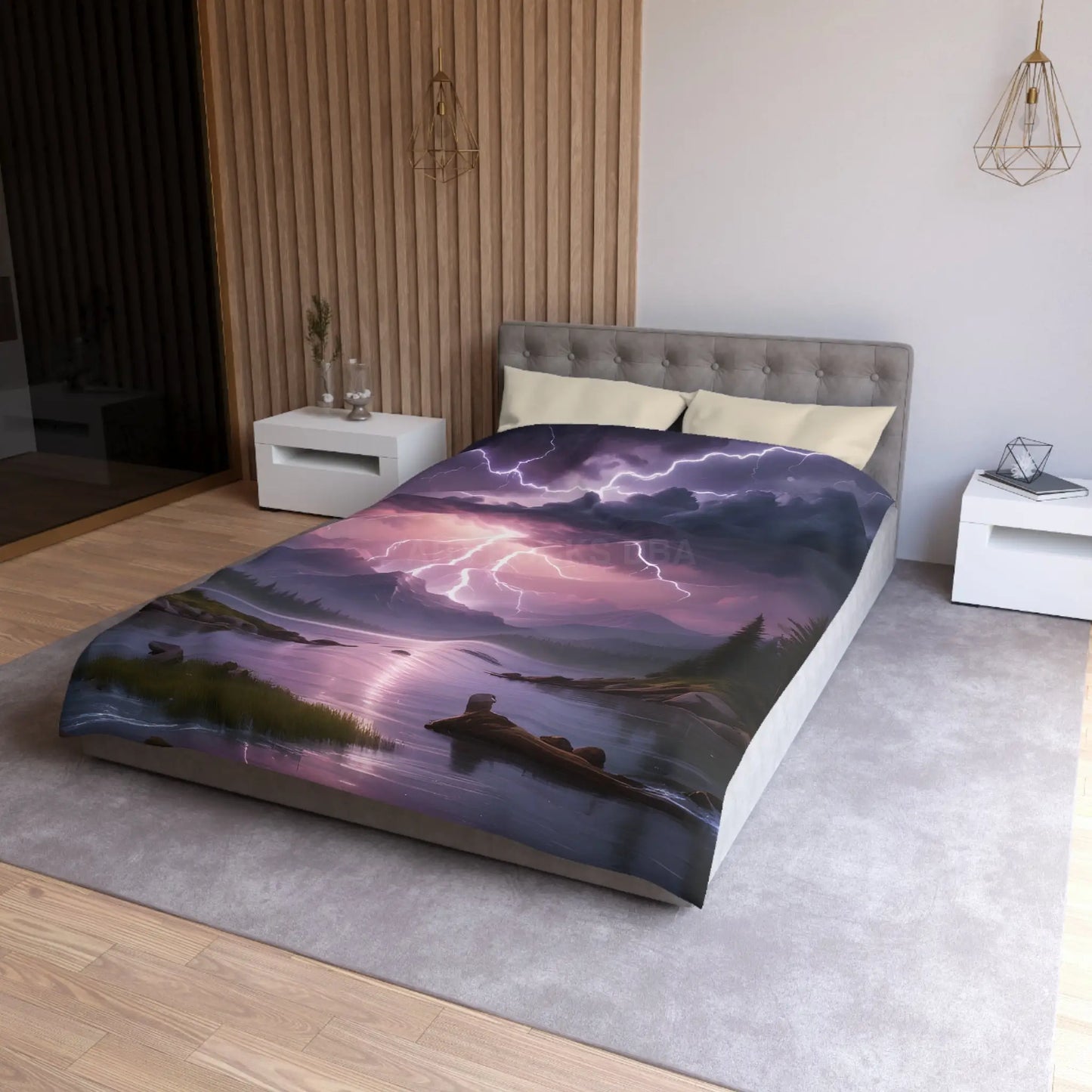 Lightning Storm Microfiber Duvet Cover | Nature Bedroom Decor Cozy Bedding Gift for Nature Lovers Home Aesthetic Stormy