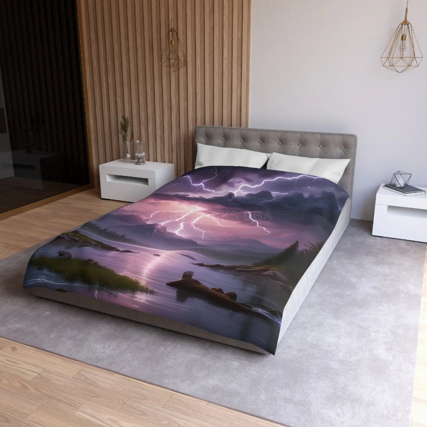 Lightning Storm Microfiber Duvet Cover | Nature Bedroom Decor Cozy Bedding Gift for Nature Lovers Home Aesthetic Stormy