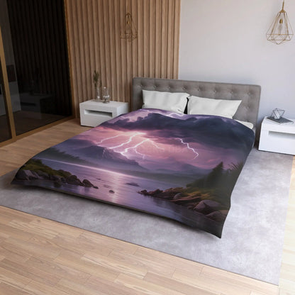 Lightning Storm Microfiber Duvet Cover | Nature Bedroom Decor Cozy Bedding Gift for Nature Lovers Home Aesthetic Stormy