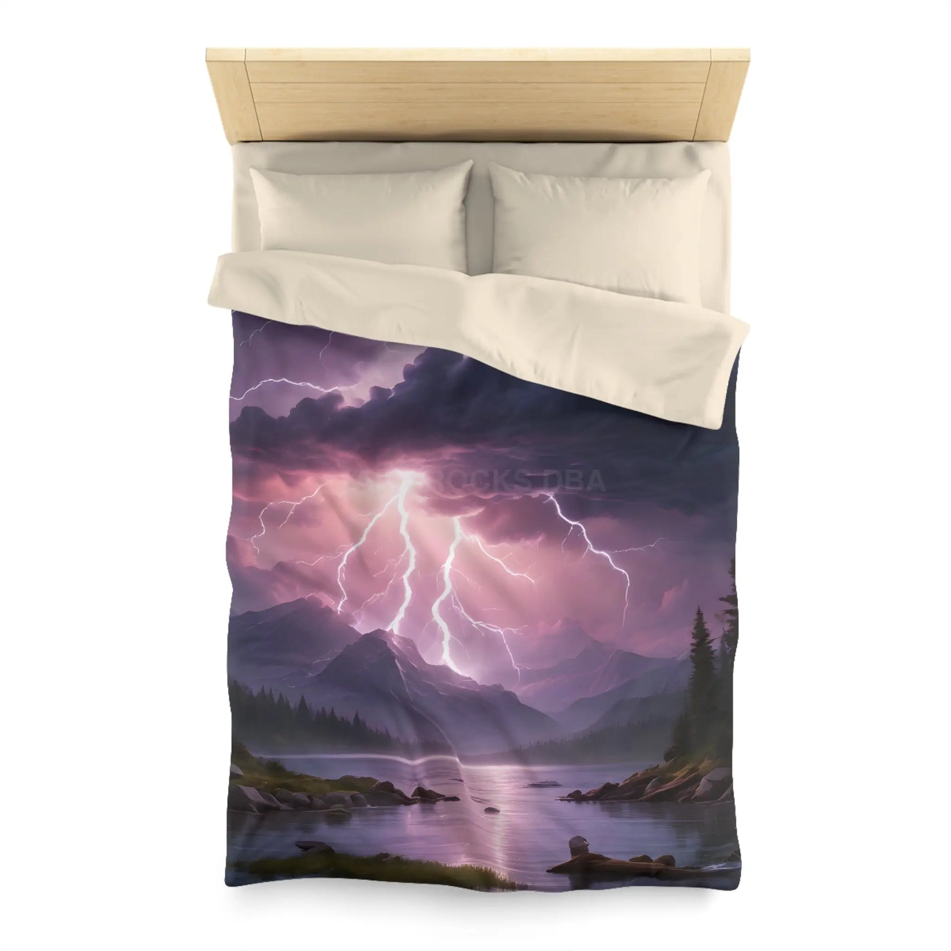 Lightning Storm Microfiber Duvet Cover | Nature Bedroom Decor Cozy Bedding Gift for Nature Lovers Home Aesthetic Stormy