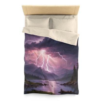 Lightning Storm Microfiber Duvet Cover | Nature Bedroom Decor Cozy Bedding Gift for Nature Lovers Home Aesthetic Stormy