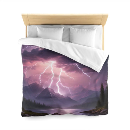 Lightning Storm Microfiber Duvet Cover | Nature Bedroom Decor Cozy Bedding Gift for Nature Lovers Home Aesthetic Stormy