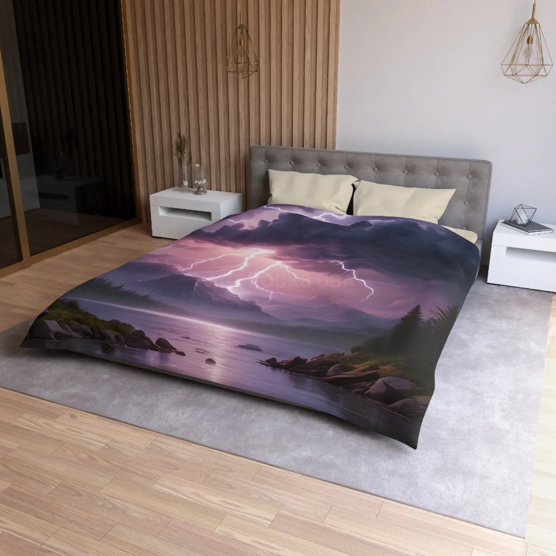 Lightning Storm Microfiber Duvet Cover | Nature Bedroom Decor Cozy Bedding Gift for Nature Lovers Home Aesthetic Stormy