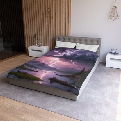 Lightning Storm Microfiber Duvet Cover | Nature Bedroom Decor Cozy Bedding Gift for Nature Lovers Home Aesthetic Stormy