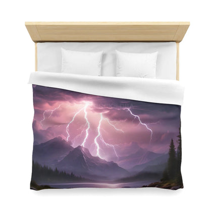 Lightning Storm Microfiber Duvet Cover | Nature Bedroom Decor Cozy Bedding Gift for Nature Lovers Home Aesthetic Stormy