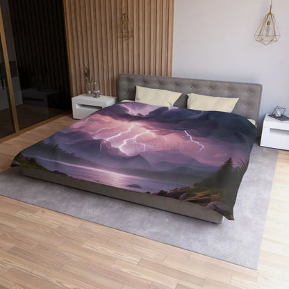 Lightning Storm Microfiber Duvet Cover | Nature Bedroom Decor Cozy Bedding Gift for Nature Lovers Home Aesthetic Stormy