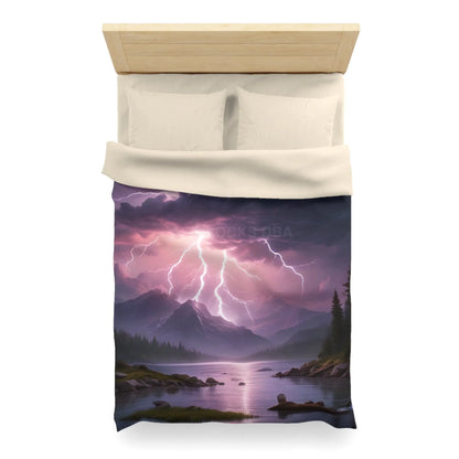 Lightning Storm Microfiber Duvet Cover | Nature Bedroom Decor Cozy Bedding Gift for Nature Lovers Home Aesthetic Stormy