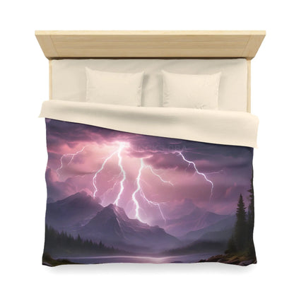 Lightning Storm Microfiber Duvet Cover | Nature Bedroom Decor Cozy Bedding Gift for Nature Lovers Home Aesthetic Stormy